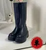 Botas elásticas de sola grossa, botas de corte justo para mulheres, coleção outono/inverno 2026, botas de cano alto, botas estilosas de salto alto, botas da moda