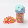 Bandas de Goma de Colores con Flores en Stock Transfronterizas en un Cubo, Ligas para el Cabello para Niñas, Bandas para el Cabello No Dañinas, Accesorios para el Cabello para Niños