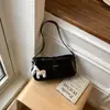 Nova Bolsa de Ombro Única de Couro de Vaca Camada Superior, Estilo Retrô de Nicho Coreano, Versátil Bolsa Meia-Lua para o Dia a Dia