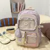 Mochila Dopamina de Alto Valor Bloques de Color Mochila Corazón Girly Estilo Escolar Estudiantes de Secundaria y Preparatoria Mochila de Doble Hombro con Múltiples Compartimentos