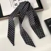Bufanda Larga de Seda de 140 cm Estilo Nuevo Ins Bufanda Estrecha para el Cuello Bufanda de Seda para Mujer Lunares Cuadros Cinta Pañuelo para la Cabeza Lazo para el Cabello Cinturón