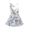 Comercio Exterior Ropa de Mujer al por Mayor 2025 Verano Nuevo Estilo Escote en V Profundo Sexy Espalda Descubierta Corto Sexy de Tirantes Vestido Casual