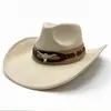 Chapéu de Cowboy Ocidental Amazon Chapéu de Feltro de Lã com Aba Enrolada ao Vento para Uso Externo Chapéu Feminino Estilo Britânico Retrô com Aba Larga de Feltro