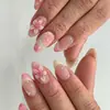 24 peças de unhas postiças estilo francês em degradê rosa pêssego, unhas de manicure 3D usáveis, adesivos de unha postiça para comércio exterior