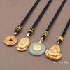 Collar con Cordón Trenzado Semiterminado Colgante Buda Dorado Jade Dorado Cera de Abejas Cuerda para Colgante Unisex Cuerda Roja