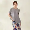 Directo de Fábrica Miyaike Camiseta para Mujer Camiseta de Manga Corta de Alta Gama Holgada Adelgazante Irregular Moda Rejuvenecedora Top Versátil