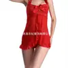 Lencería de Cuello para Mujeres Europeas y Americanas Comercio Exterior Malla Multicolor Sexy Camisón Transparente Talla Grande Pijama de Corte Bajo Rojo