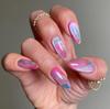 Unhas falsas pintadas com manchas em estilo europeu e americano, estilo olho de gato, amêndoa, gota d'água, peça removível, produto finalizado