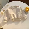 Sudadera Lisa de Cuello Redondo para Niña, Informal de Manga Larga Holgada para Primavera y Otoño, Ropa Infantil Estilo Coreano