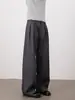 Calça Masculina Nirben Estilo Básico Três Dimensões Dupla Pregas Linha A Solta Caimento Fluido Calça para o Dia a Dia Casual Longa para Homens