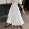 Saia Elegante e Versátil de Cetim com Bolinhas para o Trabalho, Saia Longa Elegante de Cintura Alta, Saia Evasê Fluida com Estampa de Flores