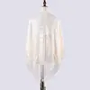Moda Verão 2024 Elegante e Fashionável Xale de Renda Vazada com Proteção Solar para Mulheres, Xale Triângulo Longo com Franjas Florais