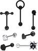 Amazon AliExpress aço inoxidável língua anel língua unha corpo humano piercing jóias conjunto venda quente 7 peça conjunto fantasma cabeça língua ornamentos