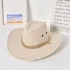 Nuevo Sombrero de Vaquero Occidental para Hombres y Mujeres, Sombrero de Viaje Estilo Étnico Línea Qinghai-Tíbet, Sombrero de Caballero Jazz con Tres Cuerdas al por Mayor