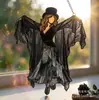 Colgante de ventana de vidrio emplomado acrílico 2D de bruja vintage transfronterizo decoración de Halloween para casa, balcón, jardín, colgante, regalo