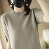 Otoño Invierno 2026 Nuevo Suéter Casual de Punto para Mujer Cuello Redondo Manga Corta Delgado Holgado Manga Media Versátil Al por Mayor