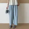 26 Verão Novo Estilo Japonês Casual Finos Largos Emagrecedores Calças de Papel para Mulheres, Petite Nove-Quartos Calças de Perna Larga