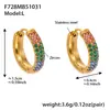 Pendientes Esféricos en Forma de U de Tres Filas de Diamantes de Circonio Completo de Alta Calidad Mili Chapados en Oro Real de 18 Quilates Pendientes de Acero Inoxidable Versátiles de Lujo Accesible