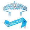 Cinturón de Corona de Cristal Europeo y Americano Cinturón de Cortesía Corona para Cumpleaños Cinta para Cumpleañera/Reina