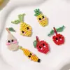 Lindos Dibujos Animados Tejidos con Cuentas Plátano Piña Manzana Pendientes de Fruta DIY Colgantes de Oreja Cadena de Teléfono Colgante de Llavero