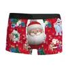 Ropa Interior Masculina de Seda de Leche Estampada en 3D para Navidad, de Venta Caliente Transfronteriza, Estilo Boxer de Cintura Media