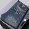 Jeans rectos ajustados para hombre de marca internacional italiana de alta gama, forro polar de invierno, engrosados, lavados, pantalones casuales y versátiles