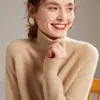 Suéter de punto grueso de siete puntadas con cuello alto y mangas raglán de cachemira pura para mujer, nuevo estilo otoño e invierno, suave y cálido, adecuado para usar en capas