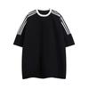 Camiseta Raglan de Algodão Pesado Americano Transfronteiriça, Cor Contrastante, Três Listras, Personalizável para Homens e Mulheres, Solta e Fresca, Gola Redonda, Manga Curta
