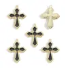 Colgante de Cruz de Aleación con Goteo de Aceite Vintage para Pulsera DIY, Llavero, Accesorios de Joyería, Dijes W728