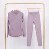 Conjunto de jaqueta com gola alta e calça cropped da marca LULU DF, em estoque, entrega direta, justo, respirável, elástico, com zíper dourado