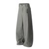 K328 Estilo Americano Retro Neutro Colgante de Gama Alta Pierna Ancha Diseño Metálico Sueltos Pantalones Casuales tipo Cimitarra para Hombre