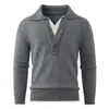 Suéter Retrô Falso Duas Peças com Gola V Masculino para Comércio Exterior Japonês e Coreano, Malha Quente Casual Solta Respirável Outono/Inverno para Homens