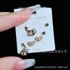 Tres pares de pendientes pequeños con microincrustaciones de circonitas Love Swan de plata 925, diseño simple, venta al por mayor