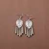 Novos Brincos de Tendência Nacional Estilo Chinês Estilo Antigo para Mulheres, Brincos Longos com Franja de Prata Xizang Estilo Palácio Retro, Joias para Orelha Estilo Étnico