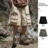 Pantalones Cortos Cargo Funcionales para Exteriores con Bolsillos Grandes, Nuevo Estilo de Verano, Corte Recto Holgado, Pantalones Casuales Japoneses de Cinco Puntos