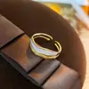 Anillo Abierto de Doble Capa con Goteo de Aceite, Diseño de Nicho a la Moda, Anillo Versátil para el Dedo Índice, Lujo Accesible y Joyería de Alta Gama al por Mayor
