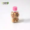 Botella de Plástico Transparente de Gatito con Tapa de Aluminio y Tapa de Plástico de Colores 50ml Jugo de Caramelos Arcoíris Botella Portátil para Niños
