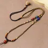 Cordón de Cuerda Trenzada Hecho a Mano de Gama Alta, Cordón para Colgar Colgante de Cuerda de Ámbar y Jade, Cadena de Cuerda con Cuentas de Hueso de Olivo, Estilo Fino para Mujer