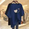 2026 Novo Estilo Comprimento Médio Estilo Coreano Solta Tamanho Grande Casual Redutor de Idade Manga Curta Camiseta para Mulheres, Moda Versátil Roupa de Verão