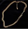 Collar de acero de titanio de tendencia europea y americana para la industria pesada, collar hueco geométrico, pulsera, cadena de camiseta a juego, cadena con sentido de nicho.