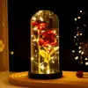 Rosa de Papel Dorado Flor Eterna Pantalla de Vidrio Luminosa Adornos Creativos Regalo de Navidad San Valentín Cumpleaños Al por Mayor