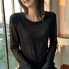Nova coleção de outono: Camiseta básica de algodão penteado de manga comprida com design de ombro normal, unissex, corte justo e elegante, perfeita como camada interna ou base