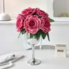 Rosas Artificiais, Arranjos de Flores de Mesa de Jantar de Luxo Leve de Alta Qualidade, Enfeites Decorativos, Flores Artificiais, Buquês, Arranjos Florais, Entrega Transfronteiriça