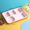 Plato de Cena de Plástico Rectangular Seis Compartimentos Plato de Comida Rápida Plato de Comedor Escolar Plato de Cena Dividido Plato de Almuerzo Plato Separado para Buffet