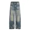 Jeans Lavados Estilo Retro Americano con Bigotes para Hombres y Mujeres 2025 Sueltos Casuales Pierna Ancha Elegantes Versátiles de Pierna Recta