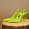 Sandálias Fechadas Elegantes Estilo Francês Transfronteiriças Europeias e Americanas, Novas Mules, Saltos Agulha Elegantes, Sapatos de Bico Fino, Atacado Tamanhos Grandes