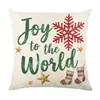 Funda de Cojín de Lino Navideña de Invierno con Estampados de Copos de Nieve, Muñeco de Nieve y Letras, Funda de Almohada Decorativa para Decoración Festiva de la Sala de Estar del Hogar