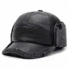 Sombrero de Cuero con Protección para los Oídos de Terciopelo para Hombre en Invierno, Sombrero Cálido de Pico de Pato para Papás y Abuelos de Mediana Edad y Mayores, Sombrero Lei Feng Resistente al Viento y al Frío