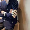 Cárdigan de punto a rayas japonesas con bloques de color, suéter de cuello redondo para hombre, corte ajustado, moda moderna, estilo BF, ropa exterior, suéter con botones