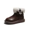 Botas de Algodão para Meninas 2026 Inverno Novo Estilo Botas de Couro com Pelo para Meninas Botas Martin com Pelúcia Botas de Neve Botas Curtas Sapatos de Algodão para Crianças